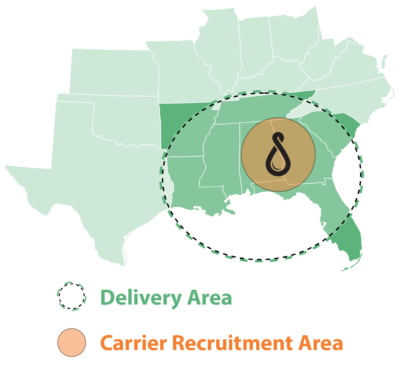 Recruitment and delivery map for Spring Logistics